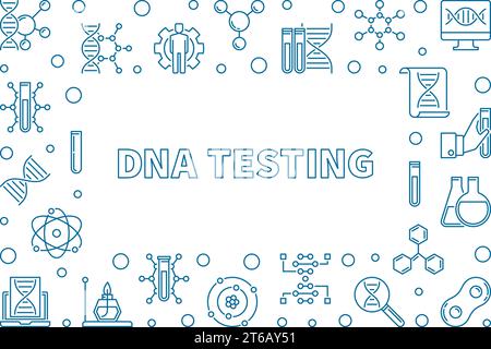 Contorno creativo del test del DNA vettoriale cornice orizzontale o illustrazione su sfondo bianco Illustrazione Vettoriale