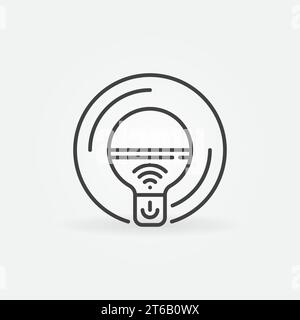 Icona profilo della lampadina Smart Light Wi-Fi. Simbolo lineare del concetto di lampadina a LED Vector Innovation e smart Illustrazione Vettoriale