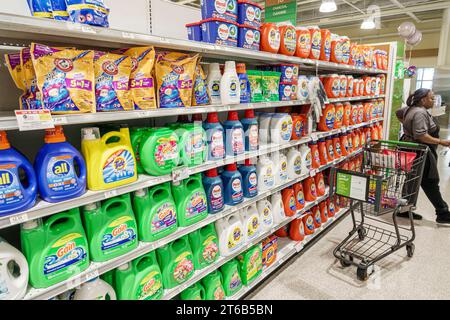 Miami Beach, Florida, supermercato Publix, interno interno interno, scaffali in vendita, mercato alimentare, business, corridoio, lavanderia Foto Stock