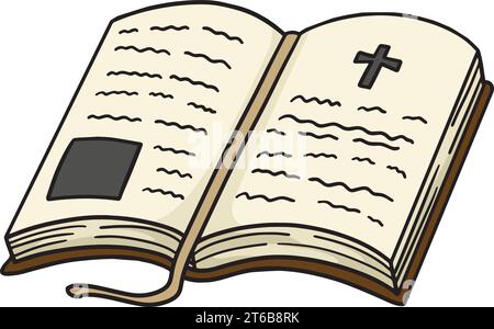 Sacra Bibbia cristiana Cartoon Colored Clipart Illustrazione Vettoriale