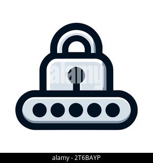 Icona del lucchetto a combinazione. Immagine concettuale di un lucchetto con un quadrante sulla parte anteriore. Protezione dei dati digitali personali Illustrazione Vettoriale