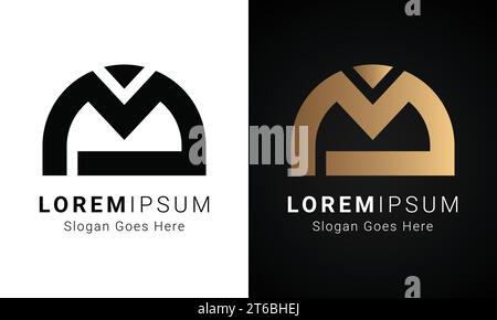 Design logo monogramma MD o DM iniziale Luxury Letter Text Letter Illustrazione Vettoriale