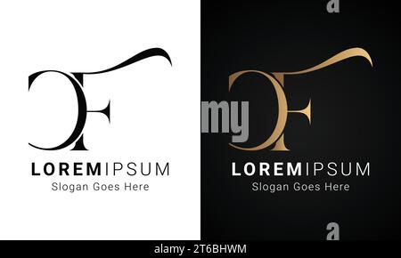 Design con logo monogramma iniziale FC o CF Luxury con lettera di testo Illustrazione Vettoriale