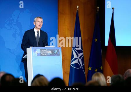 Jens Stoltenberg bei der NATO Cyber Defence Konferenz im Auswärtigen AMT. Berlino, 09.11.2023 Foto Stock