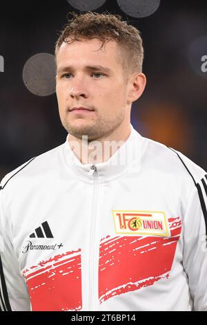 Napoli, Italia. 8 novembre 2023. Paul Jaeckel dell'1. FC Union Berlin durante la partita di UEFA Champions League tra SSC Napoli e 1. FC Union Berlin allo Stadio Diego Armando Maradona Napoli l'8 novembre 2023. Credito: Franco Romano/Alamy Live News Foto Stock