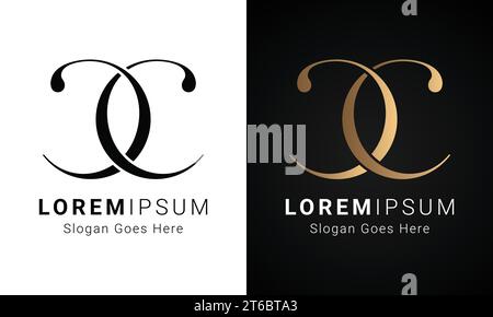Design con logo lettera di testo monogramma Luxury Initial CC Illustrazione Vettoriale