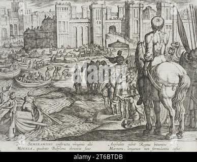 The Walls of Babylon, pubblicato nel 1610. Dalle sette meraviglie del mondo, PL. 4. Foto Stock