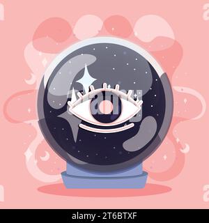 Sfera di cristallo colorata isolata con il simbolo dell'occhio di fortuna Vector Illustrazione Vettoriale