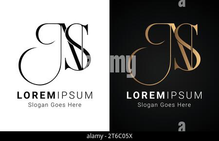Luxury Initial NS o SN monogramma Text Letter Logo Design Illustrazione Vettoriale