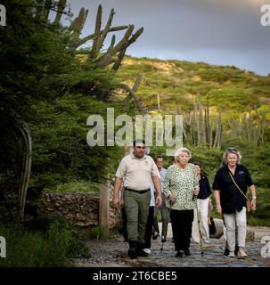 ORANJESTAD - 11/09/2023, ORANJESTAD - la Principessa Beatrice visita un prato e una riserva naturale con foreste di mangrovie, conosciuta anche come Laguna spagnola. I dipendenti della Fundacion Parke Nacional Aruba hanno spiegato il progetto Turning the Tide, un progetto pilota per il ripristino della natura e l'adattamento al clima. Dopo una visita di due giorni a Curaco, la principessa è ora ad Aruba per due giorni. Entrambe le visite si sono concentrate sulla protezione degli ecosistemi e sulle iniziative sociali. ANP KOEN VAN WEEL paesi bassi fuori - belgio fuori Foto Stock