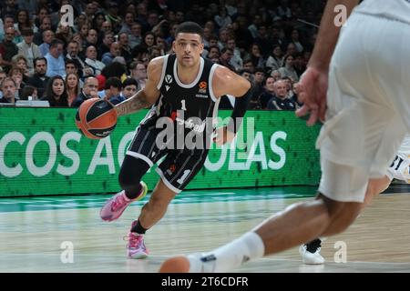 Madrid, Spagna. 9 novembre 2023. Lundberg Gabriel di Bologna durante la partita Turkish Airlines EuroLeague tra Real Madrid e Virtus Segafredo Bologna al WiZink Center il 9 novembre 2023 a Madrid, in Spagna. (Foto di Oscar Gonzalez/Sipa USA) (foto di Oscar Gonzalez/Sipa USA) credito: SIPA USA/Alamy Live News Foto Stock