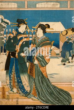 Due donne, 1855. Serie: Snow, Moon e Flowers per il Genji orientale Foto Stock