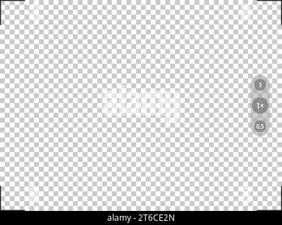 Modello di mirino della cornice della fotocamera. Illustrazione vettoriale con pulsanti di zoom. Illustrazione Vettoriale