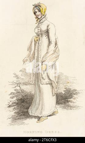 Fashion Plate (Morning Dress), 1812. Da la Belle Assemblée (piastra etichettata con un mese di anticipo). Foto Stock