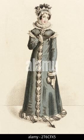 Fashion Plate (Morning Dress), 1820. Da la Belle Assemblée (piastra etichettata con un mese di anticipo). Foto Stock
