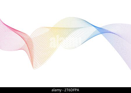 sfondo delle linee dell'onda di flusso astratta. Tecnologia futuristica e contesto scientifico Illustrazione Vettoriale