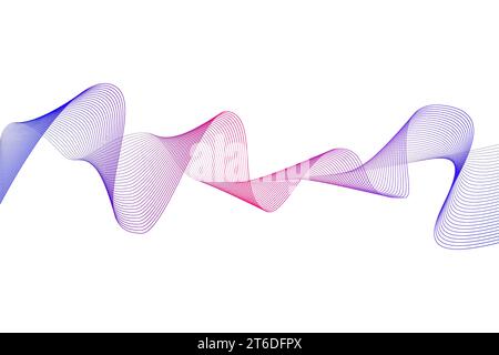 sfondo delle linee dell'onda di flusso astratta. Tecnologia futuristica e contesto scientifico Illustrazione Vettoriale