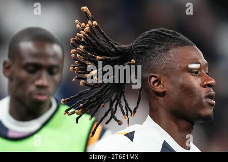 Madrid, Spagna. 8 novembre 2023. Eduardo Camavinga del Real Madrid durante la partita di UEFA Champions League, gruppo C, tra il Real Madrid e lo Sporting Clube de Braga ha giocato allo stadio Santiago Bernabeu l'8 novembre 2023 a Madrid, in Spagna. (Foto di Bagu Blanco/PRESSINPHOTO) crediti: PRESSINPHOTO SPORTS AGENCY/Alamy Live News Foto Stock