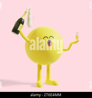 character with umbrellas 3d graphic Stock Photo