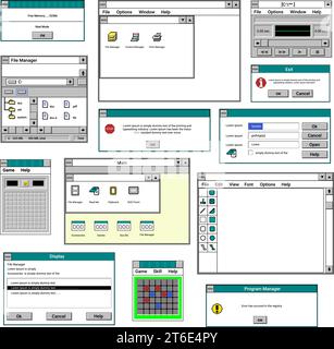 Interfaccia di vecchie applicazioni e programmi sul pc Illustrazione Vettoriale