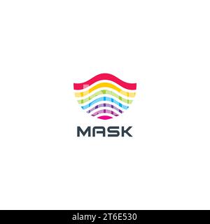 Logo maschera arcobaleno. Design icona maschera Illustrazione Vettoriale
