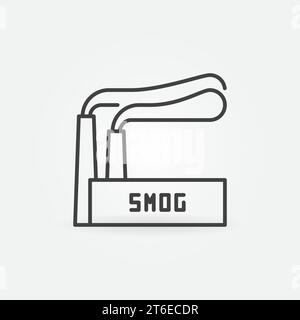 Costruzione di una fabbrica con l'icona del concetto vettoriale di Smog Outline o elemento di progettazione Illustrazione Vettoriale