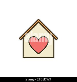 Simbolo o icona colorata del concetto di vettore Heart Inside House Illustrazione Vettoriale