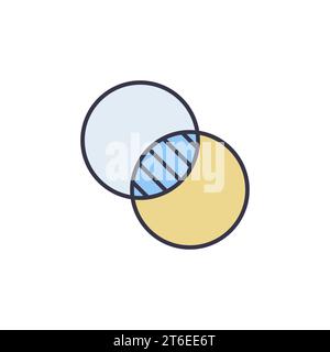 Intersezione di due cerchi concetto di sovrapposizione vettoriale icona moderna o simbolo Illustrazione Vettoriale