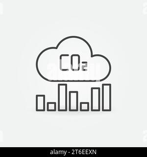 Icona semplice o elemento di progettazione del grafico a barre Cloud CO2 Vector thin line Illustrazione Vettoriale