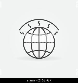 Icona o elemento logo del concetto di riscaldamento globale vettoriale lineare dell'effetto serra Illustrazione Vettoriale