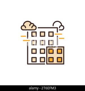 Icona colorata o elemento logo del concetto vettoriale degli edifici cittadini Illustrazione Vettoriale