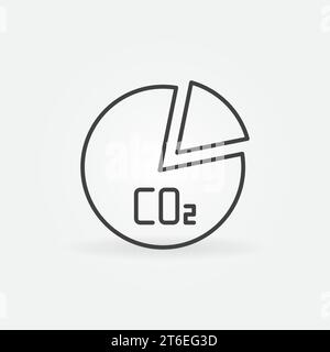 Icona del concetto del grafico a torta di biossido di carbonio CO2 o segno nello stile del contorno Illustrazione Vettoriale