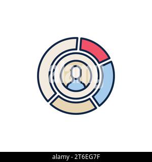 Icona colorata o simbolo MAN Inside Pie Chart Vector Concept Illustrazione Vettoriale
