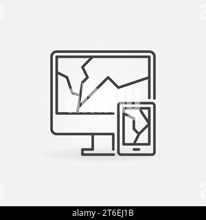 E-Waste delinea l'icona del concetto di spazzatura vettoriale o l'elemento di progettazione Illustrazione Vettoriale