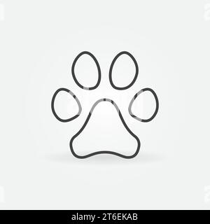 Icona o elemento logo del concetto vettoriale a linea sottile con impronta di Cat o Dog Paw Illustrazione Vettoriale