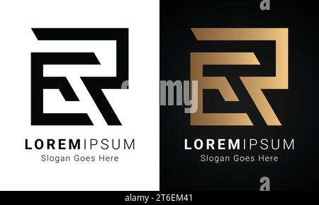 Design con logo lettera di testo monogramma ER o RE Luxury Initial Illustrazione Vettoriale