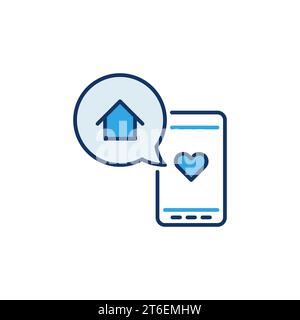 Smartphone con icona o simbolo colorato del concetto di app mobile House Vector Realtor o Real Estate Illustrazione Vettoriale