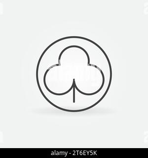 Icona o simbolo del contorno rotondo del concetto vettoriale dei club che giocano Card Suit Illustrazione Vettoriale