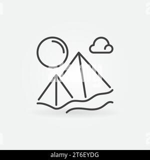 Icona semplice del concetto vettoriale delle piramidi egiziane o firma in stile linea sottile Illustrazione Vettoriale