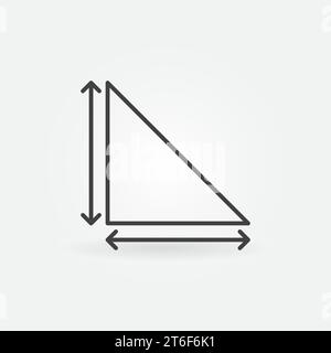 Icona o simbolo del concetto di linea sottile del vettore delle quote del triangolo Illustrazione Vettoriale