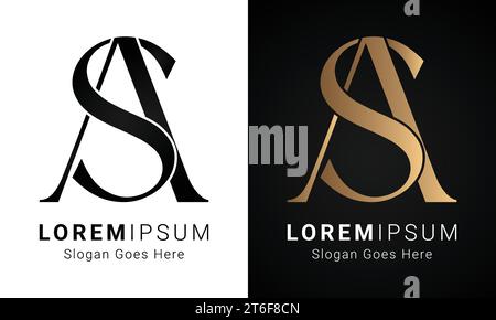 Luxury Initial SA o COME monogramma Text Letter Logo Design Illustrazione Vettoriale