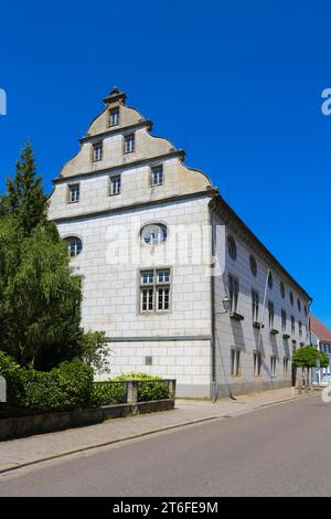 Castello di Helfenstein, castello di Wiesensteig, castello residenziale degli Helfenstein, edificio storico, stile rinascimentale, architettura, ex residenza Foto Stock