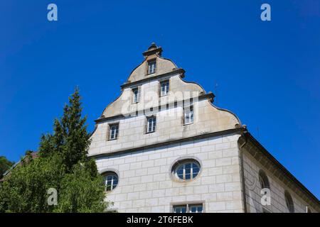 Castello di Helfenstein, castello di Wiesensteig, castello residenziale degli Helfenstein, edificio storico, stile rinascimentale, architettura, ex residenza Foto Stock