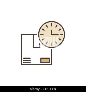 Orologio con icona colorata del concetto vettoriale scatola di cartone o elemento di design Illustrazione Vettoriale
