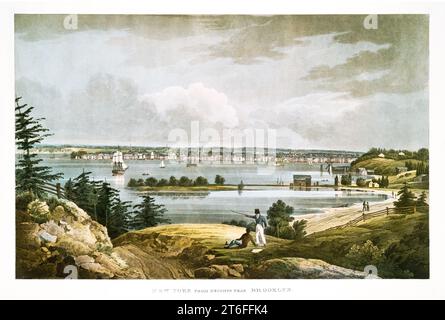 Vecchia vista di New York da Brooklyn Heights. Di W.G. Wall, publ. A New York, 1823 Foto Stock