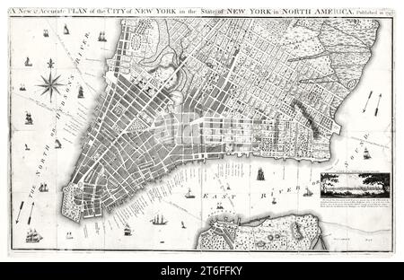 Vecchio piano di New York. Di Taylor e Roberts, publ. A Londra, 1797 Foto Stock