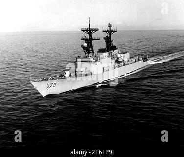 USS Stump (DD-978) vista arco porta aerea 1982 Foto Stock