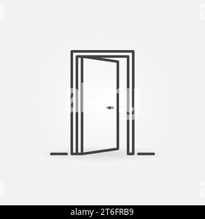 Icona o simbolo minimale concetto vettoriale porta di uscita in stile contorno Illustrazione Vettoriale