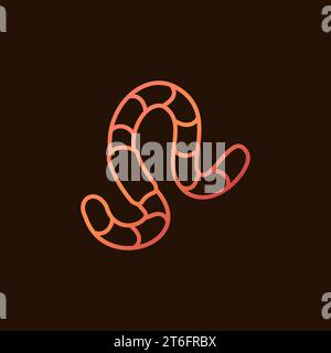 Concetto vettoriale di worm contorno di Earthworm icona colorata o simbolo su sfondo scuro Illustrazione Vettoriale