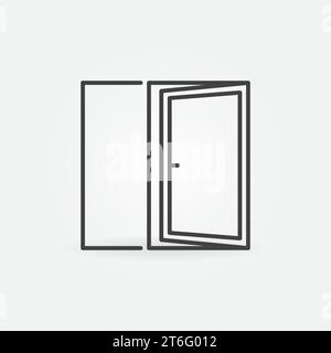 Icona di concetto vettore porta aperta o firma in stile contorno Illustrazione Vettoriale